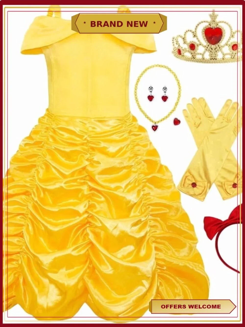 Princess Dress Off Shoulder Layered Costume for Little Girl Halloween Cosplay